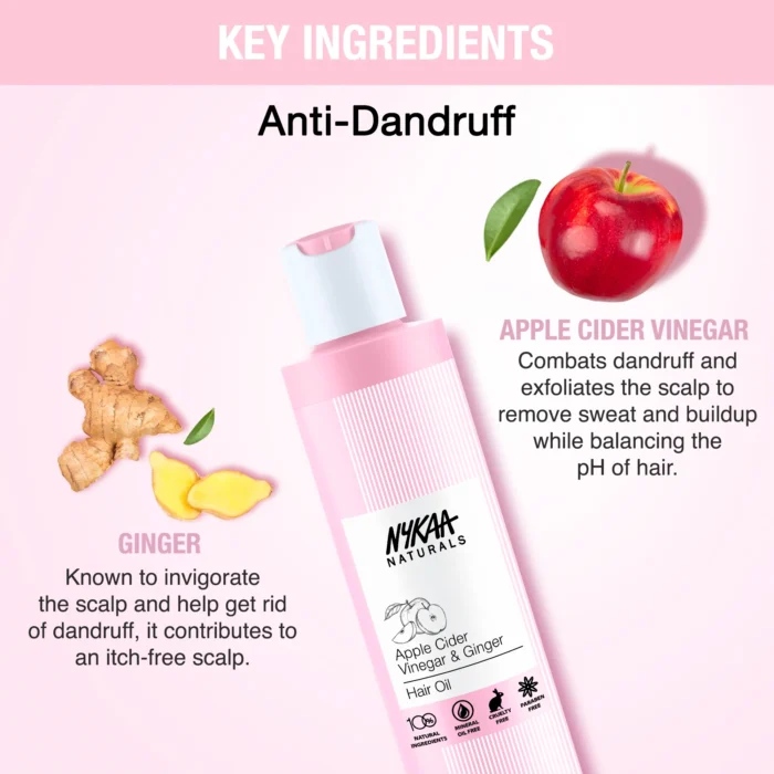 Nykaa Hair Oil - Apple Cider Vinegar and Ginger by Nykaa Naturals for Women - 6.76 oz Oil - Image 2