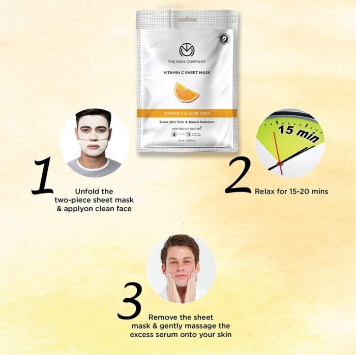 The Man Company Vitamin C Sheet Mask with Hyaluronic Acid & Lemon - Image 2