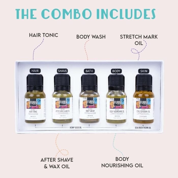 FURR Nourishment Oils Trial Packs | Blend of Natural Oils | Nourishes Hair, Scalp & Body| Reduces Stretch Marks & moisturises skin | All Skin types, Gold - Image 7