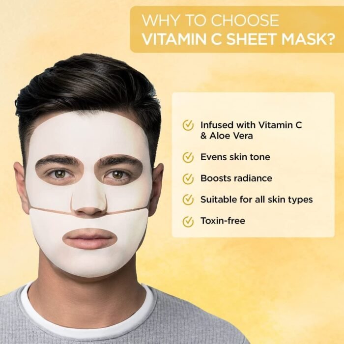 The Man Company Vitamin C Sheet Mask with Hyaluronic Acid & Lemon - Image 4