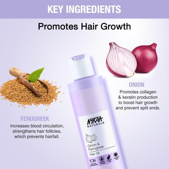 Nykaa Naturals Onion & Fenugreek Hair Oil, 200 ml| - Image 2